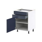 J COLLECTION Devon 24 in. W x 24 in. D x 34.5 in. H Painted Blue Shaker Assembled Base Kitchen Cabinet with Two 5 in. Drawers
