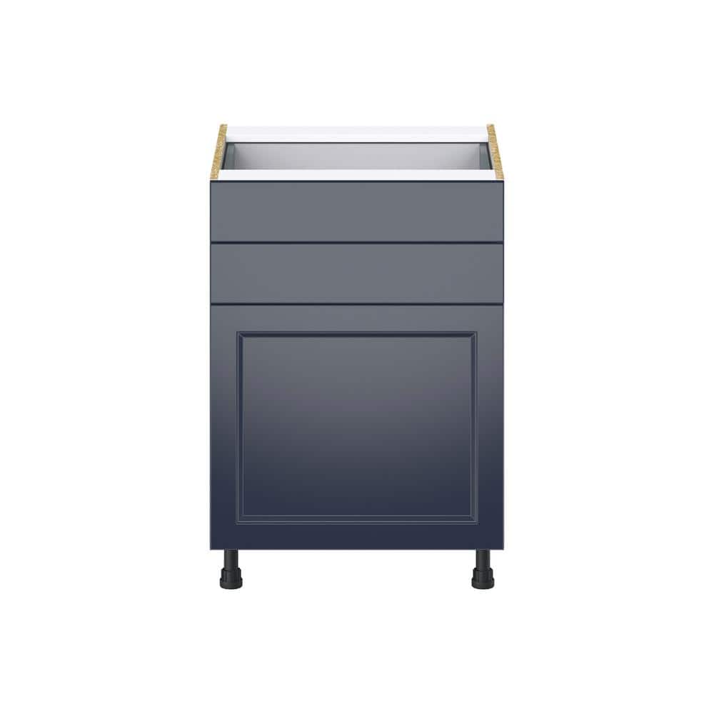 J COLLECTION Devon 24 in. W x 24 in. D x 34.5 in. H Painted Blue Shaker Assembled Base Kitchen Cabinet with Two 5 in. Drawers