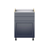 J COLLECTION Devon 24 in. W x 24 in. D x 34.5 in. H Painted Blue Shaker Assembled Base Kitchen Cabinet with Two 5 in. Drawers