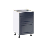 J COLLECTION Devon Painted Blue Shaker Assembled Base Kitchen Cabinet with 3 Drawers 21 in. W x 34.5 in. H x 24 in. D