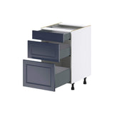 J COLLECTION Devon Painted Blue Shaker Assembled Base Kitchen Cabinet with 3 Drawers 21 in. W x 34.5 in. H x 24 in. D