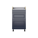 J COLLECTION Devon Painted Blue Shaker Assembled Base Kitchen Cabinet with 3 Drawers 21 in. W x 34.5 in. H x 24 in. D