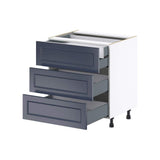 J COLLECTION 30 in. W x 24 in. D x 34.5 in. H Devon Painted Blue Shaker Assembled Base Kitchen Cabinet with Inner Drawer