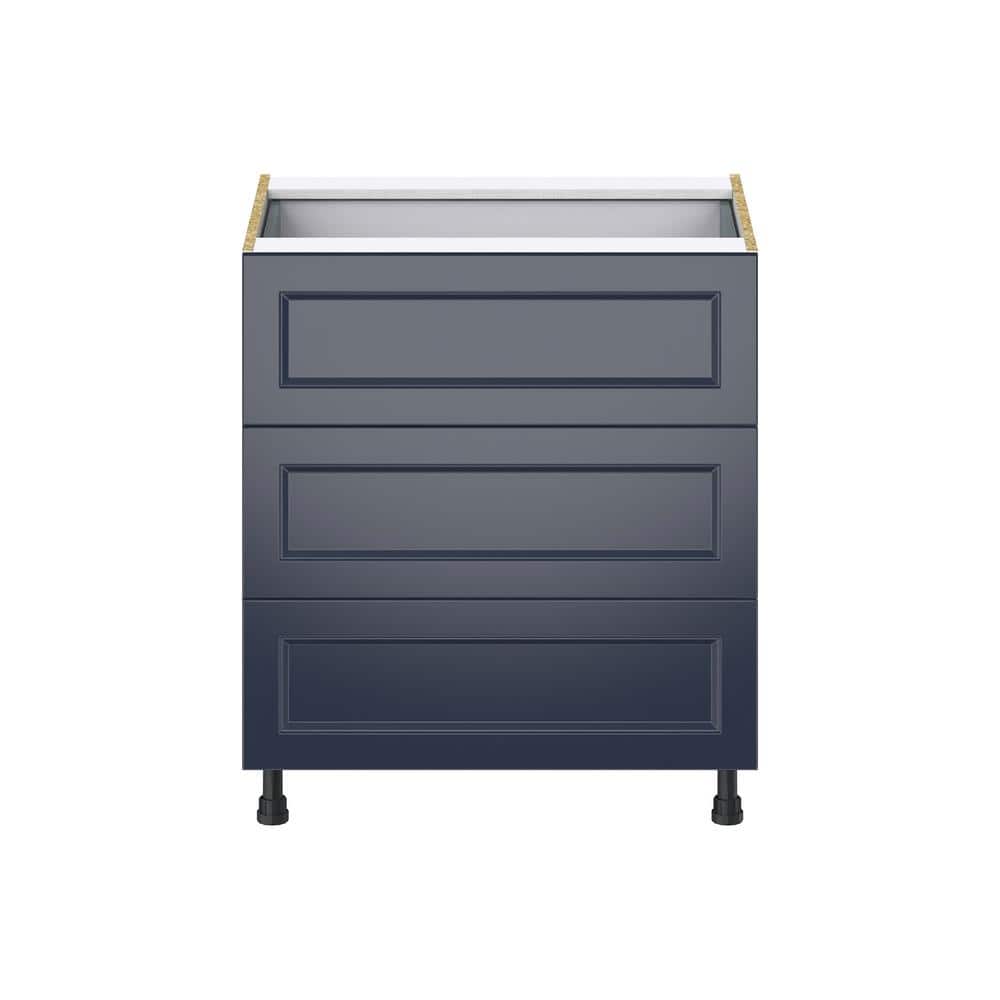 J COLLECTION 30 in. W x 24 in. D x 34.5 in. H Devon Painted Blue Shaker Assembled Base Kitchen Cabinet with Inner Drawer
