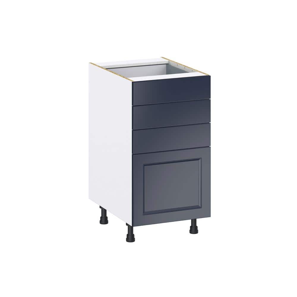 J COLLECTION 18 in. W x 24 in. D x 34.5 in. H Devon Painted Blue Shaker Assembled Base Kitchen Cabinet with 4-Drawers