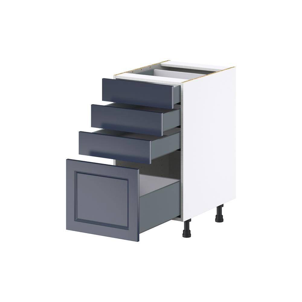 J COLLECTION 18 in. W x 24 in. D x 34.5 in. H Devon Painted Blue Shaker Assembled Base Kitchen Cabinet with 4-Drawers