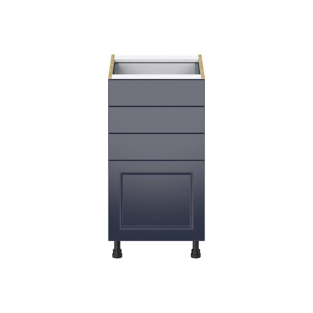 J COLLECTION 18 in. W x 24 in. D x 34.5 in. H Devon Painted Blue Shaker Assembled Base Kitchen Cabinet with 4-Drawers