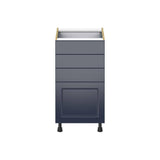 J COLLECTION 18 in. W x 24 in. D x 34.5 in. H Devon Painted Blue Shaker Assembled Base Kitchen Cabinet with 4-Drawers