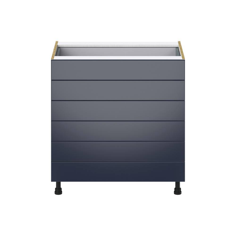 J COLLECTION 33 in. W x 34.5 in. H x 24 in. D Devon Painted Blue Shaker Assembled Base Kitchen Cabinet with 6-Drawers