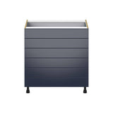 J COLLECTION 33 in. W x 34.5 in. H x 24 in. D Devon Painted Blue Shaker Assembled Base Kitchen Cabinet with 6-Drawers