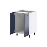 J COLLECTION Devon Painted Blue Recessed Assembled Sink Base Kitchen Cabinet w/ Full Height Doors (24 in. W x 34.5 in. H x 24 in. D)
