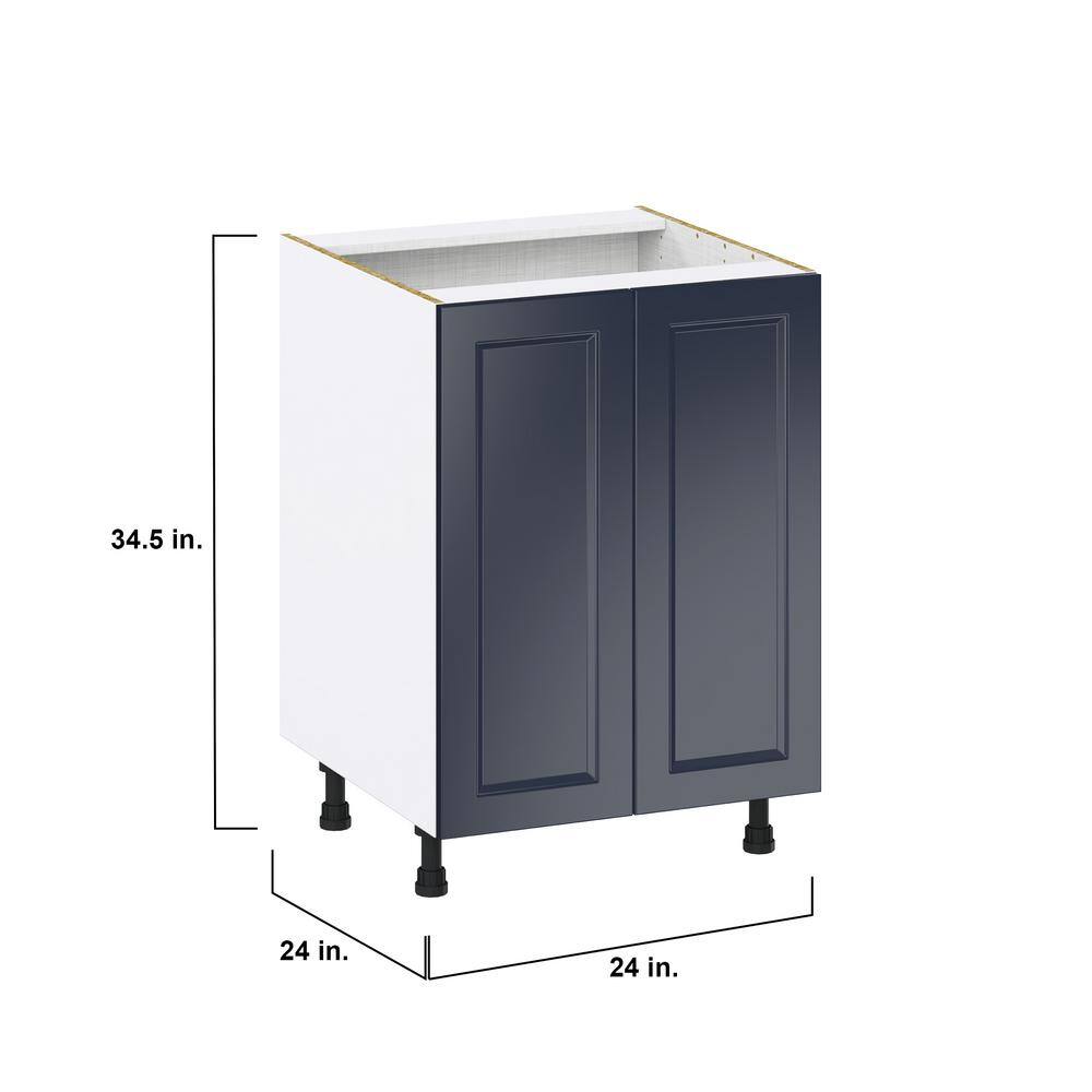 J COLLECTION Devon Painted Blue Recessed Assembled Sink Base Kitchen Cabinet w/ Full Height Doors (24 in. W x 34.5 in. H x 24 in. D)
