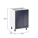 J COLLECTION Devon Painted Blue Recessed Assembled Sink Base Kitchen Cabinet w/ Full Height Doors (24 in. W x 34.5 in. H x 24 in. D)