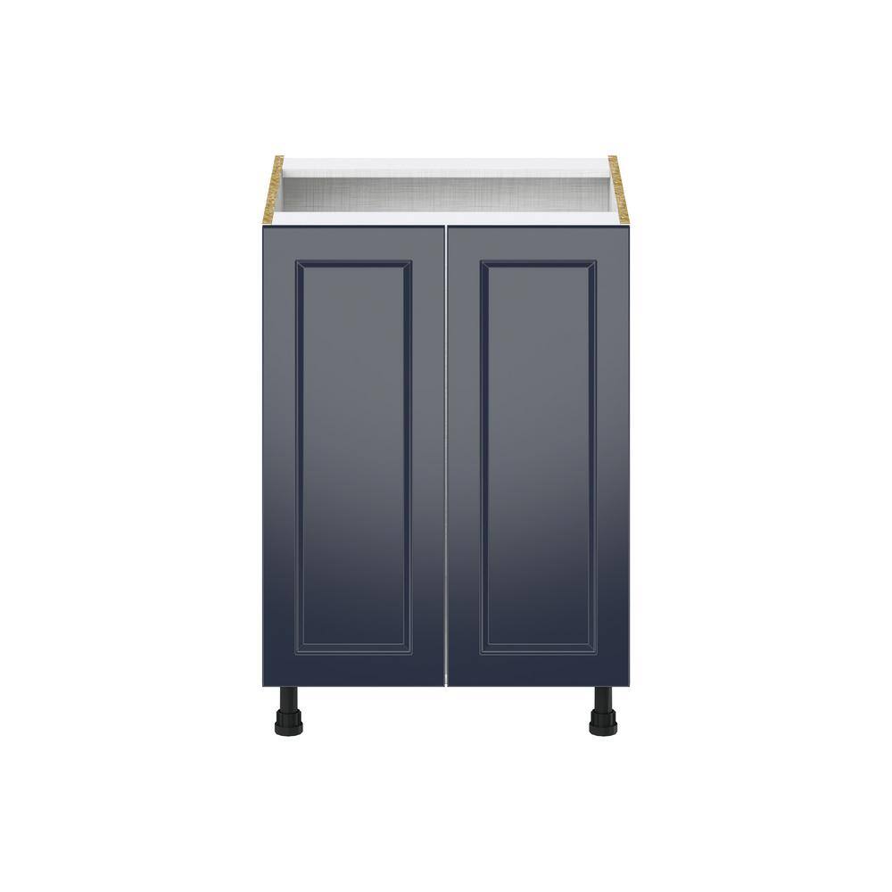 J COLLECTION Devon Painted Blue Recessed Assembled Sink Base Kitchen Cabinet w/ Full Height Doors (24 in. W x 34.5 in. H x 24 in. D)