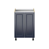 J COLLECTION Devon Painted Blue Recessed Assembled Sink Base Kitchen Cabinet w/ Full Height Doors (24 in. W x 34.5 in. H x 24 in. D)