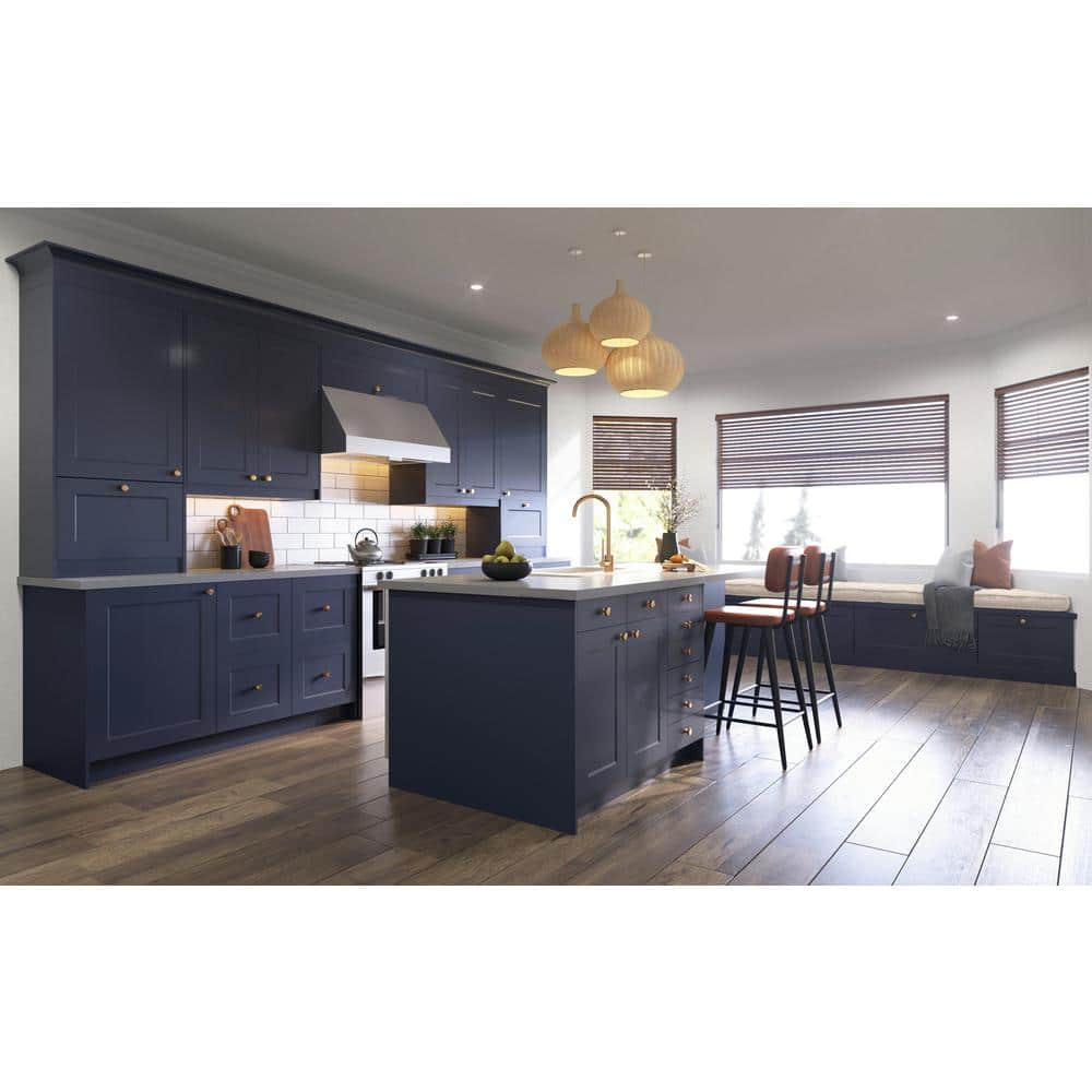 J COLLECTION Devon Painted Blue Recessed Assembled 12 in.W x 30 in. H x 21 in.D Vanity ADA 3 Drawers Base Kitchen Cabinet