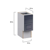 J COLLECTION Devon Painted Blue Recessed Assembled 12 in.W x 30 in. H x 21 in.D Vanity ADA 3 Drawers Base Kitchen Cabinet