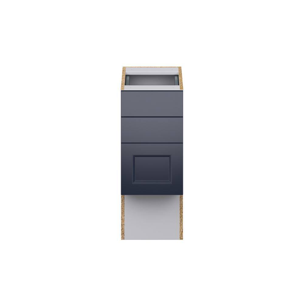 J COLLECTION Devon Painted Blue Recessed Assembled 12 in.W x 30 in. H x 21 in.D Vanity ADA 3 Drawers Base Kitchen Cabinet