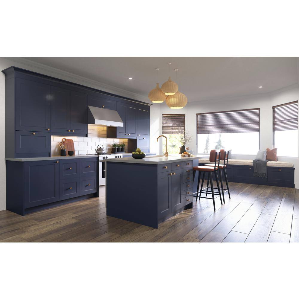 J COLLECTION Devon Painted Blue Recessed Assembled 15 in.W x 30 in. H x 21 in.D Vanity ADA 3 Drawers Base Kitchen Cabinet