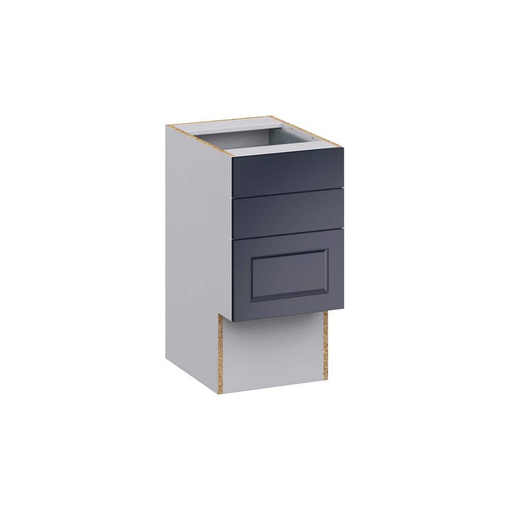 J COLLECTION Devon Painted Blue Recessed Assembled 15 in.W x 30 in. H x 21 in.D Vanity ADA 3 Drawers Base Kitchen Cabinet