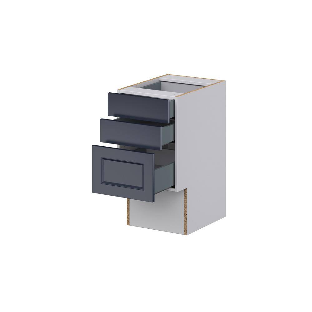 J COLLECTION Devon Painted Blue Recessed Assembled 15 in.W x 30 in. H x 21 in.D Vanity ADA 3 Drawers Base Kitchen Cabinet