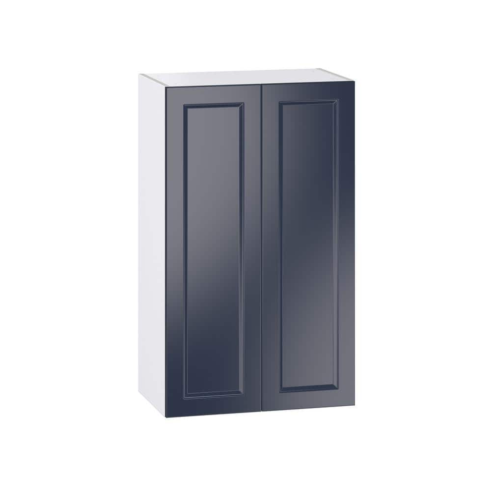 J COLLECTION Devon Painted 24 in. W x 40 in. H x 14 in. D Blue Recessed Assembled Wall Kitchen Cabinet