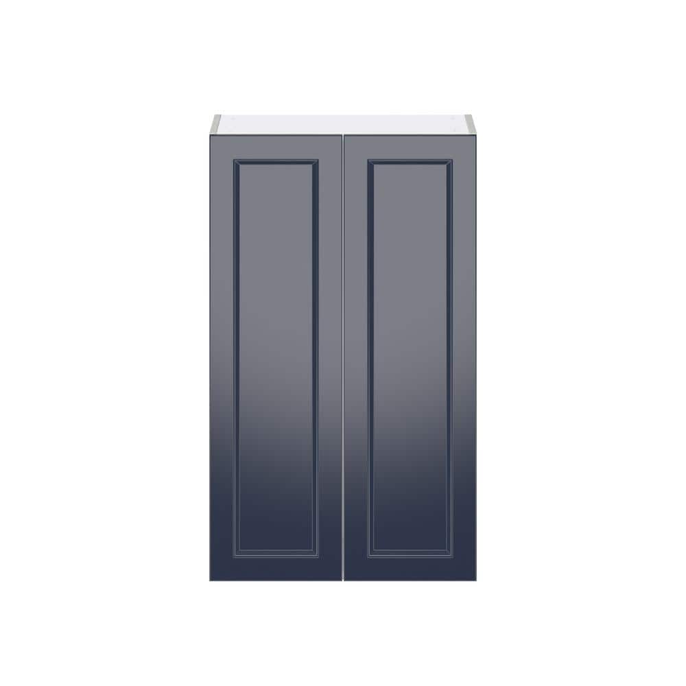 J COLLECTION Devon Painted 24 in. W x 40 in. H x 14 in. D Blue Recessed Assembled Wall Kitchen Cabinet