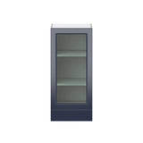 J COLLECTION 18 in. W x 40 in. H x 14 in. D Devon Painted Blue Recessed Assembled Wall Kitchen Cabinet with Glass Door and Drawer