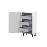 J COLLECTION 18 in. W x 14 in. D x 34.5 in. H Alton Painted White Shaker Assembled Shallow Base Kitchen Cabinet with Inner Drawers