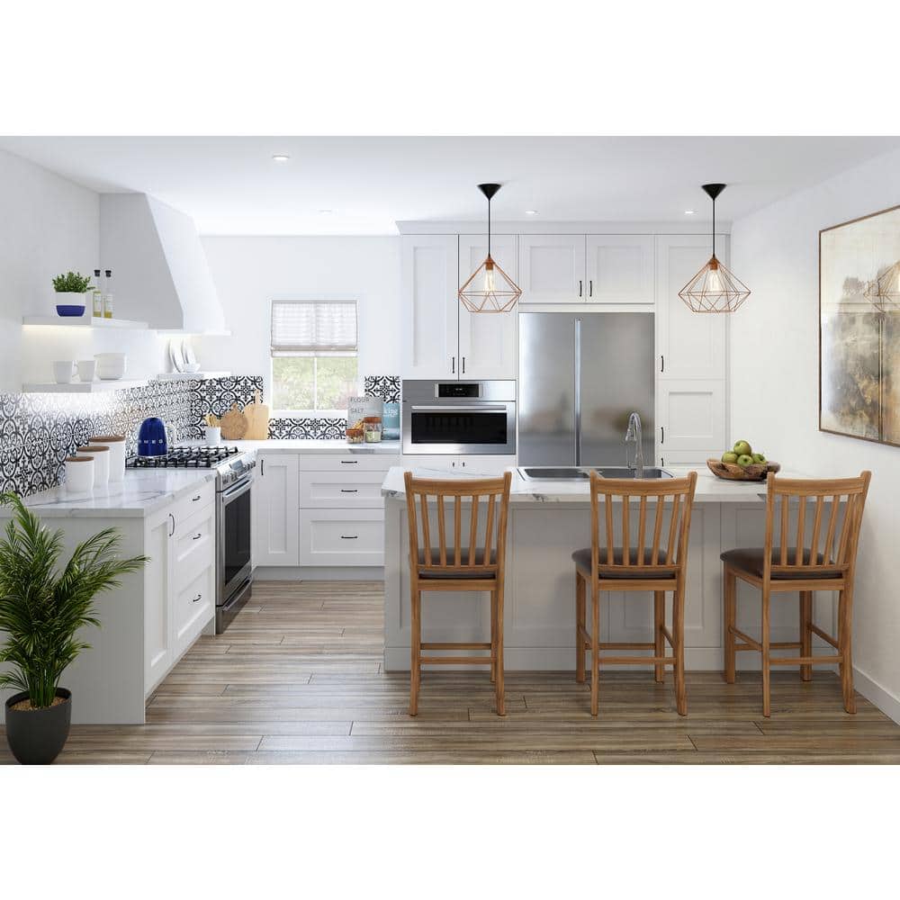 J COLLECTION Alton Painted White Recessed Assembled 36 in. W x 32.5 in. H x 23.75 in. D Accessible ADA 1 Drawer Base Kitchen Cabinet