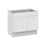 J COLLECTION Alton Painted White Recessed Assembled 36 in. W x 32.5 in. H x 23.75 in. D Accessible ADA 1 Drawer Base Kitchen Cabinet