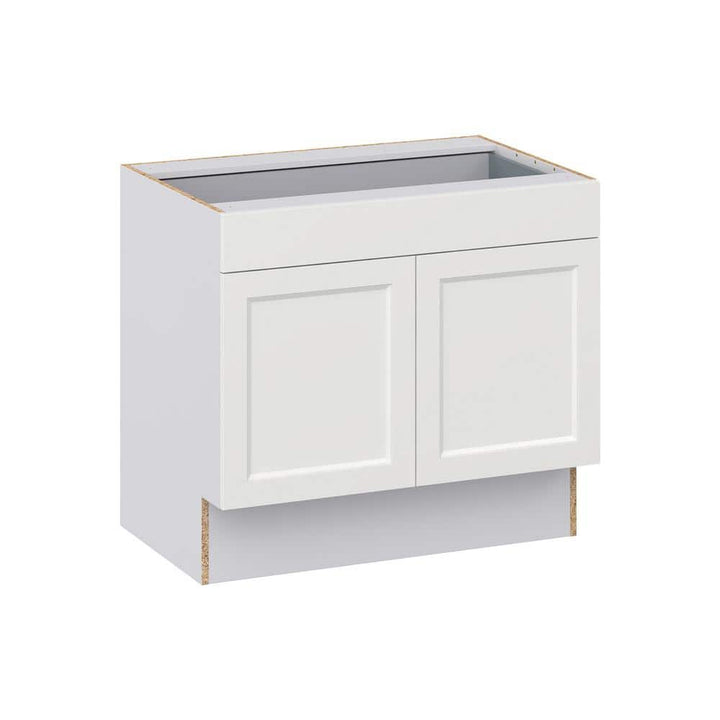 J COLLECTION Alton Painted White Recessed Assembled 36 in. W x 32.5 in. H x 23.75 in. D Accessible ADA 1 Drawer Base Kitchen Cabinet