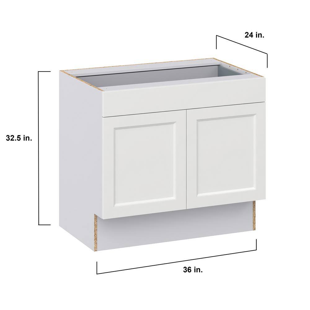 J COLLECTION Alton Painted White Recessed Assembled 36 in. W x 32.5 in. H x 23.75 in. D Accessible ADA 1 Drawer Base Kitchen Cabinet