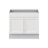 J COLLECTION Alton Painted White Recessed Assembled 36 in. W x 32.5 in. H x 23.75 in. D Accessible ADA 1 Drawer Base Kitchen Cabinet
