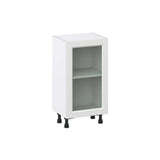 J COLLECTION 18 in. W x 14 in. D x 34.5 in. H Alton Painted White Shaker Assembled Shallow Base Kitchen Cabinet with Glass Door