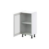 J COLLECTION 18 in. W x 14 in. D x 34.5 in. H Alton Painted White Shaker Assembled Shallow Base Kitchen Cabinet with Glass Door