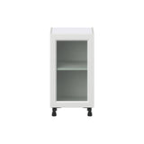 J COLLECTION 18 in. W x 14 in. D x 34.5 in. H Alton Painted White Shaker Assembled Shallow Base Kitchen Cabinet with Glass Door