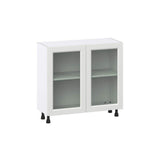 J COLLECTION 36 in. W x 14 in. D x 34.5 in. H Alton Painted White Shaker Assembled Shallow Base Kitchen Cabinet with Glass Doors