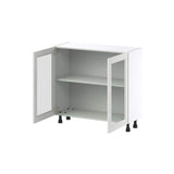 J COLLECTION 36 in. W x 14 in. D x 34.5 in. H Alton Painted White Shaker Assembled Shallow Base Kitchen Cabinet with Glass Doors
