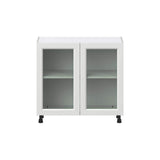 J COLLECTION 36 in. W x 14 in. D x 34.5 in. H Alton Painted White Shaker Assembled Shallow Base Kitchen Cabinet with Glass Doors