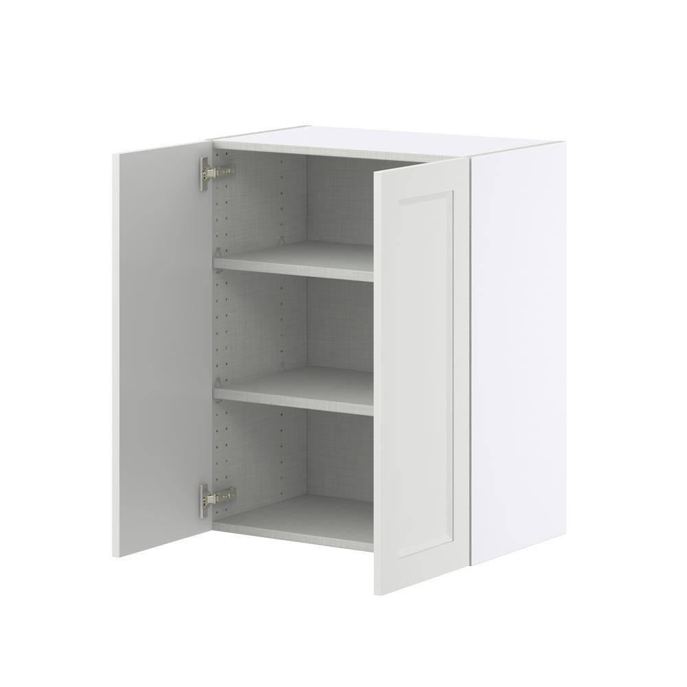 J COLLECTION Alton Painted White Recessed Assembled Wall Kitchen Cabinet with 2 Full Height Doors (24 in. W x 30 in. H x 14 in. D)