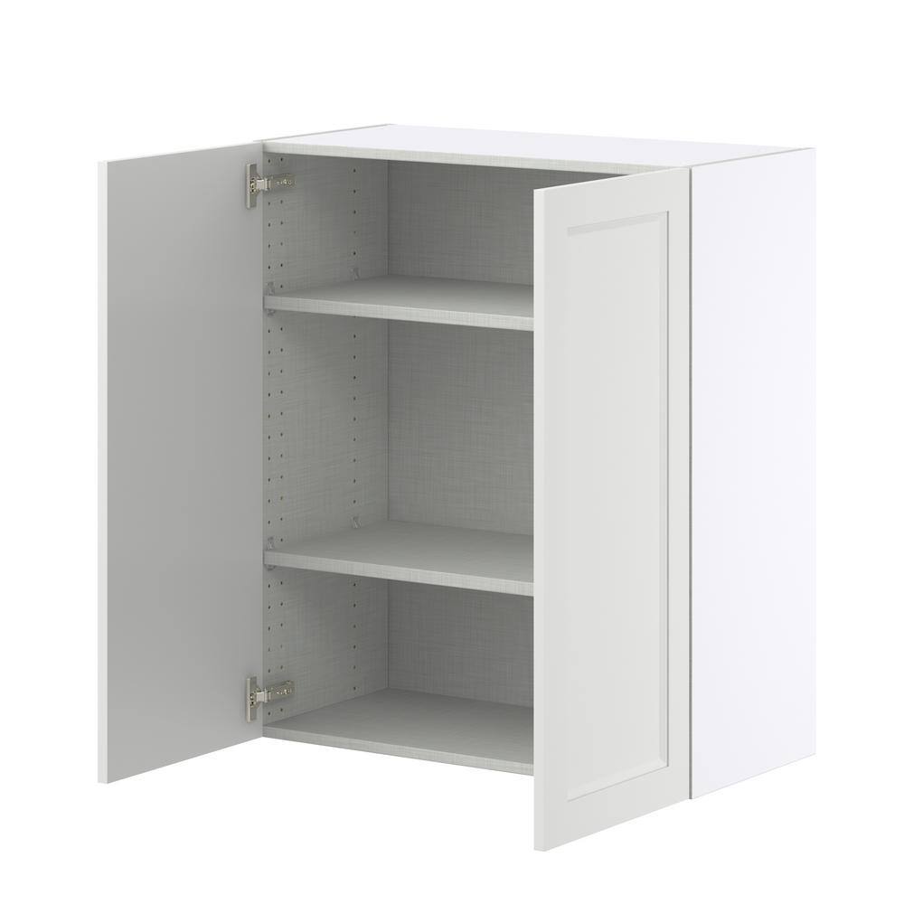 J COLLECTION Alton Painted White Recessed Assembled Wall Kitchen Cabinet with 2 Full Height Doors (30 in. W x 35 in. H x 14 in. D)