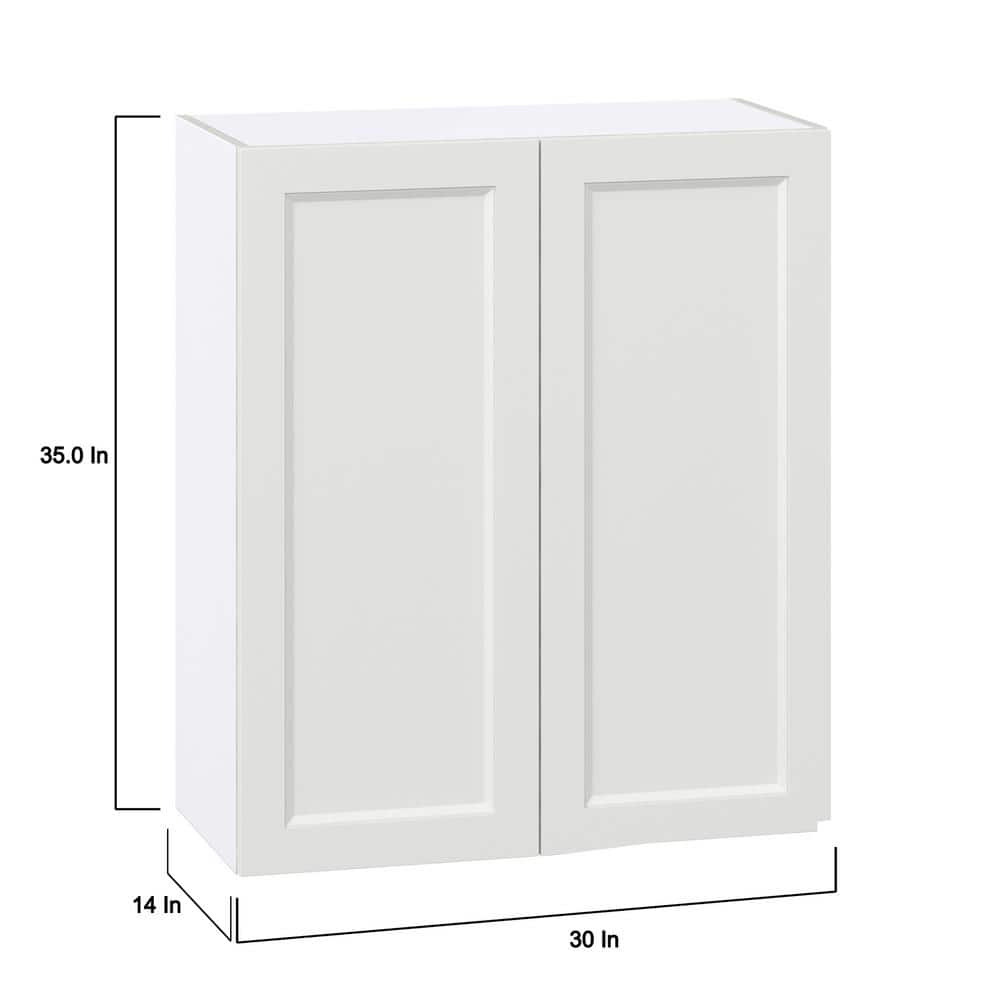 J COLLECTION Alton Painted White Recessed Assembled Wall Kitchen Cabinet with 2 Full Height Doors (30 in. W x 35 in. H x 14 in. D)