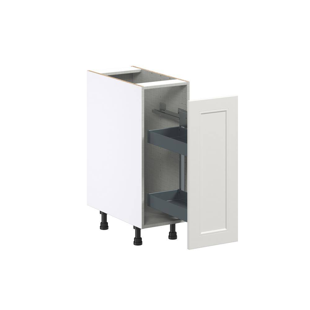 J COLLECTION 12 in. W x 34.5 in. H x 24 in. D Littleton Painted Gray Recessed Assembled Pull-Out Right Spice Rack Kitchen Cabinet