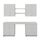 J COLLECTION Littleton 90 in. W x 89.5 in. H x 24 in. D Painted Light Gray Shaker Assembled Base Office Cabinet Bundle
