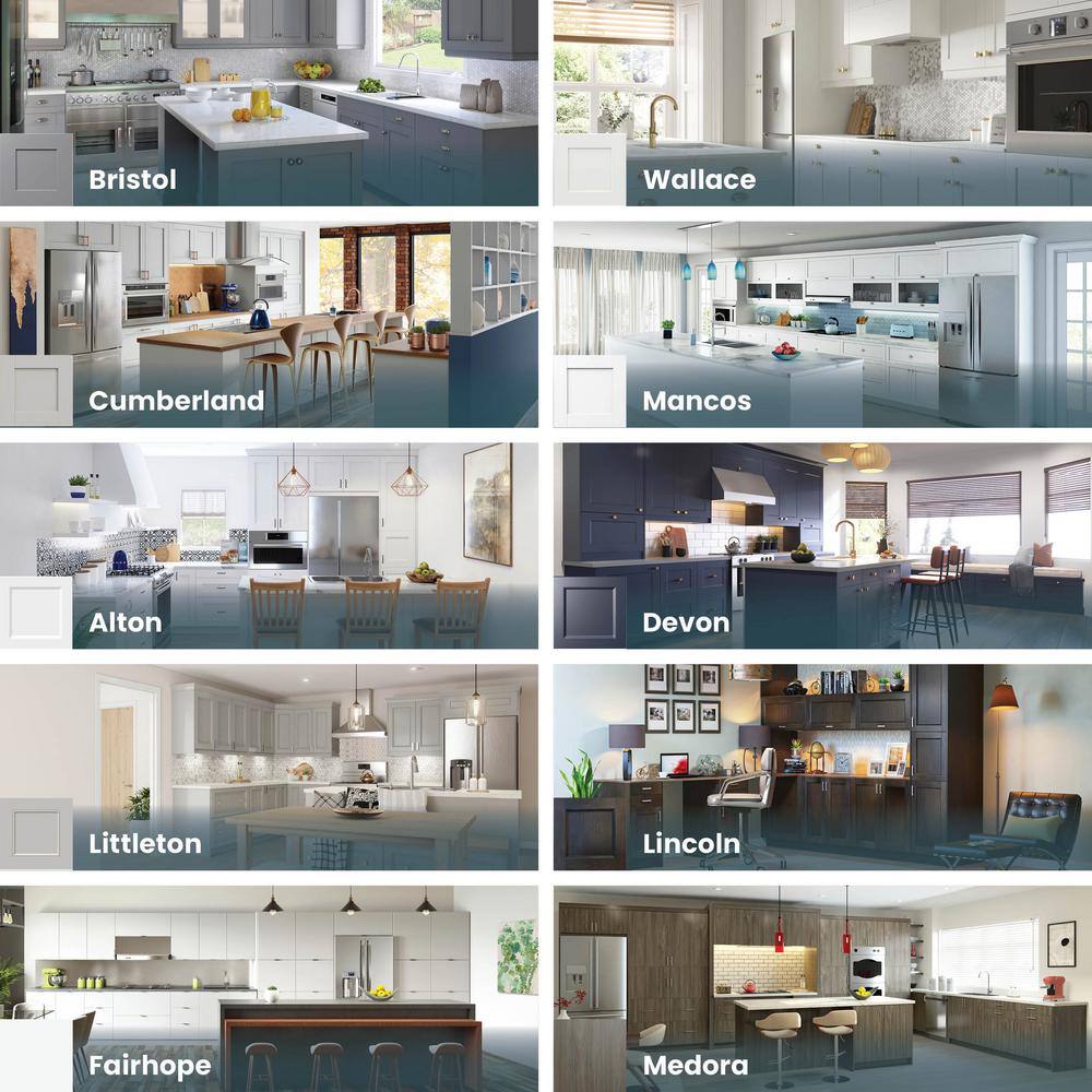 J COLLECTION 24 in. W x 40 in. H x 14 in. D Littleton Painted Light Gray Recessed Assembled GlassWall Diagonal Corner Kitchen Cabinet