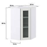 J COLLECTION 24 in. W x 40 in. H x 14 in. D Littleton Painted Light Gray Recessed Assembled GlassWall Diagonal Corner Kitchen Cabinet
