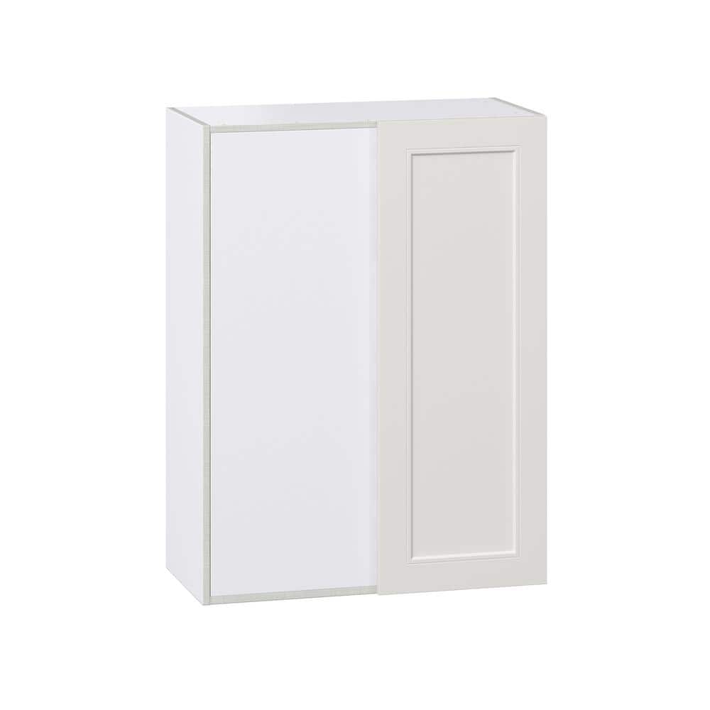 J COLLECTION 30 in. W X 40 in. H X 14 in. D Littleton Painted Light Gray Recessed Assembled Wall Blind corner Kitchen Cabinet