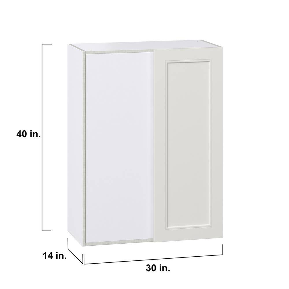 J COLLECTION 30 in. W X 40 in. H X 14 in. D Littleton Painted Light Gray Recessed Assembled Wall Blind corner Kitchen Cabinet