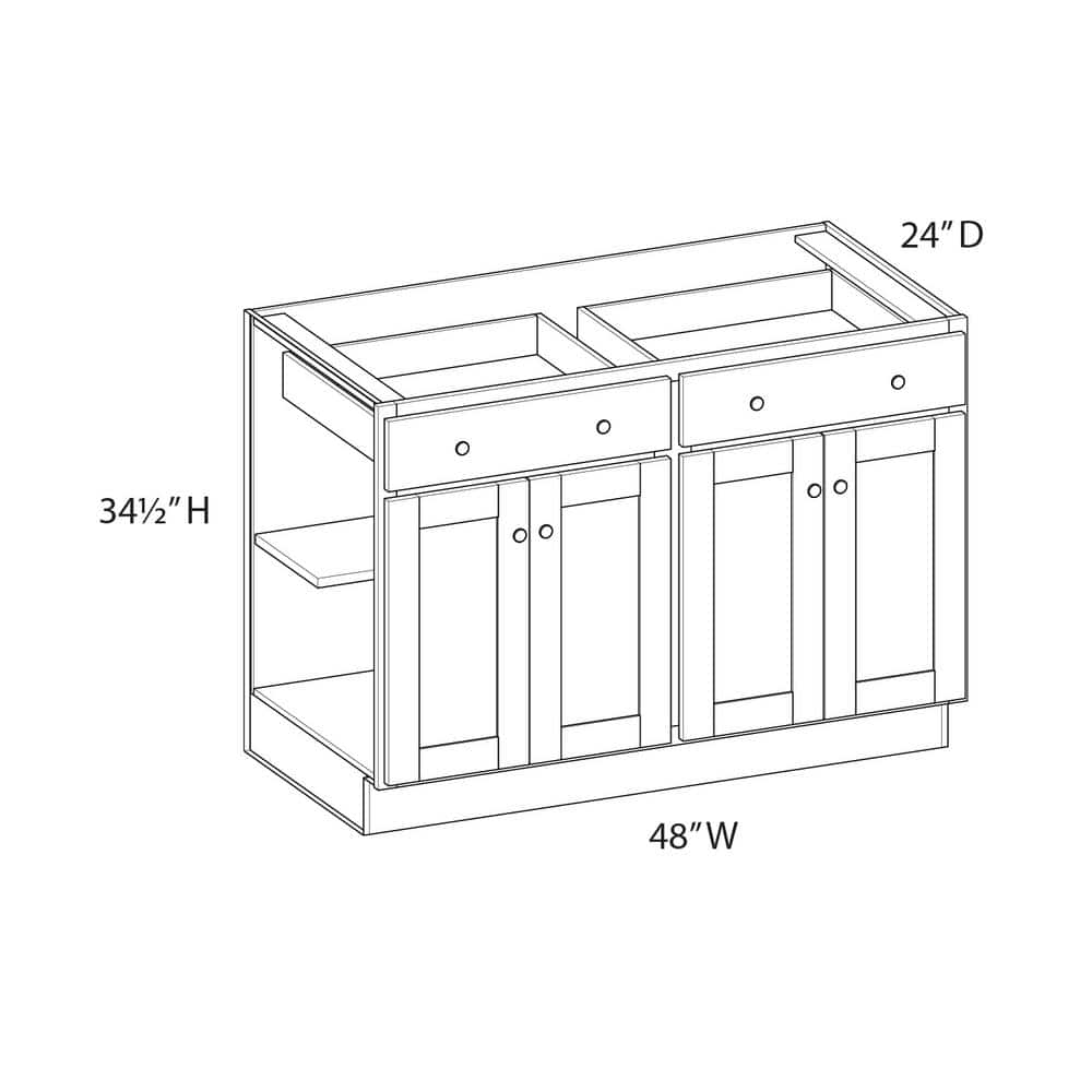 Norfolk Assembled 48 in. W x 34.5 in. H x 24 in. D Plywood Base Cabinet in Painted White